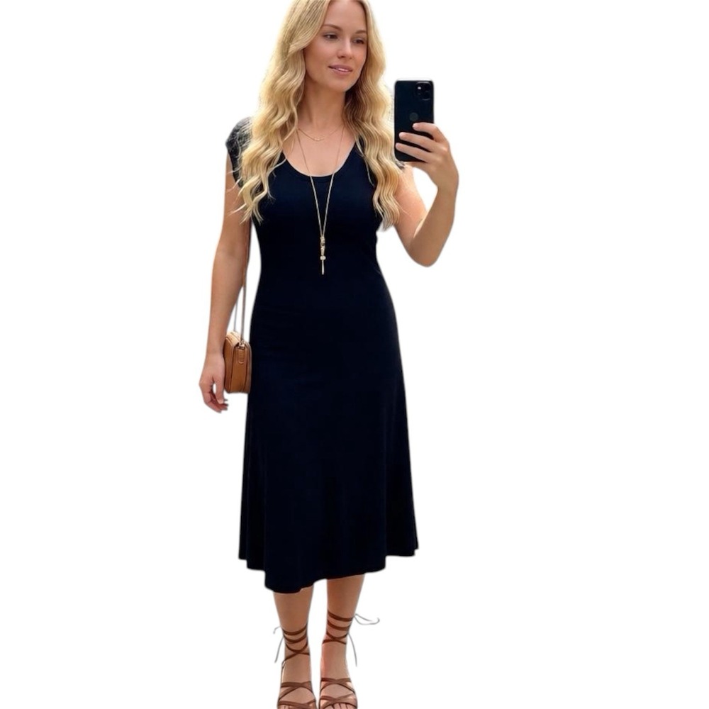 James Perse Maxi Dress Black Jersey SizeM Comfort Whimsigoth Witchy Grunge